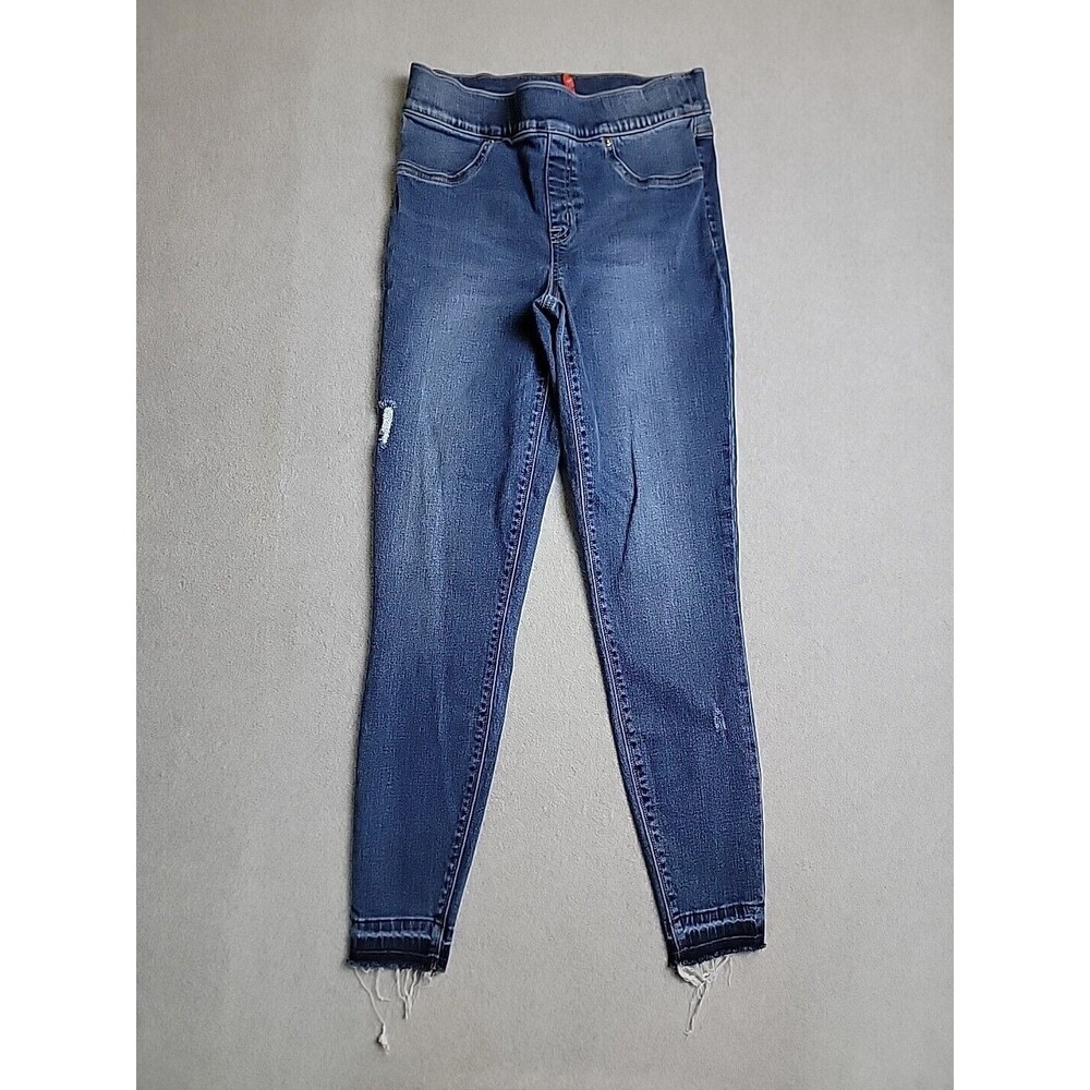 Unknown Skinny‎ Jeggings Womens 29 Medium Wash Blue Distressed Raw Hem Pull On